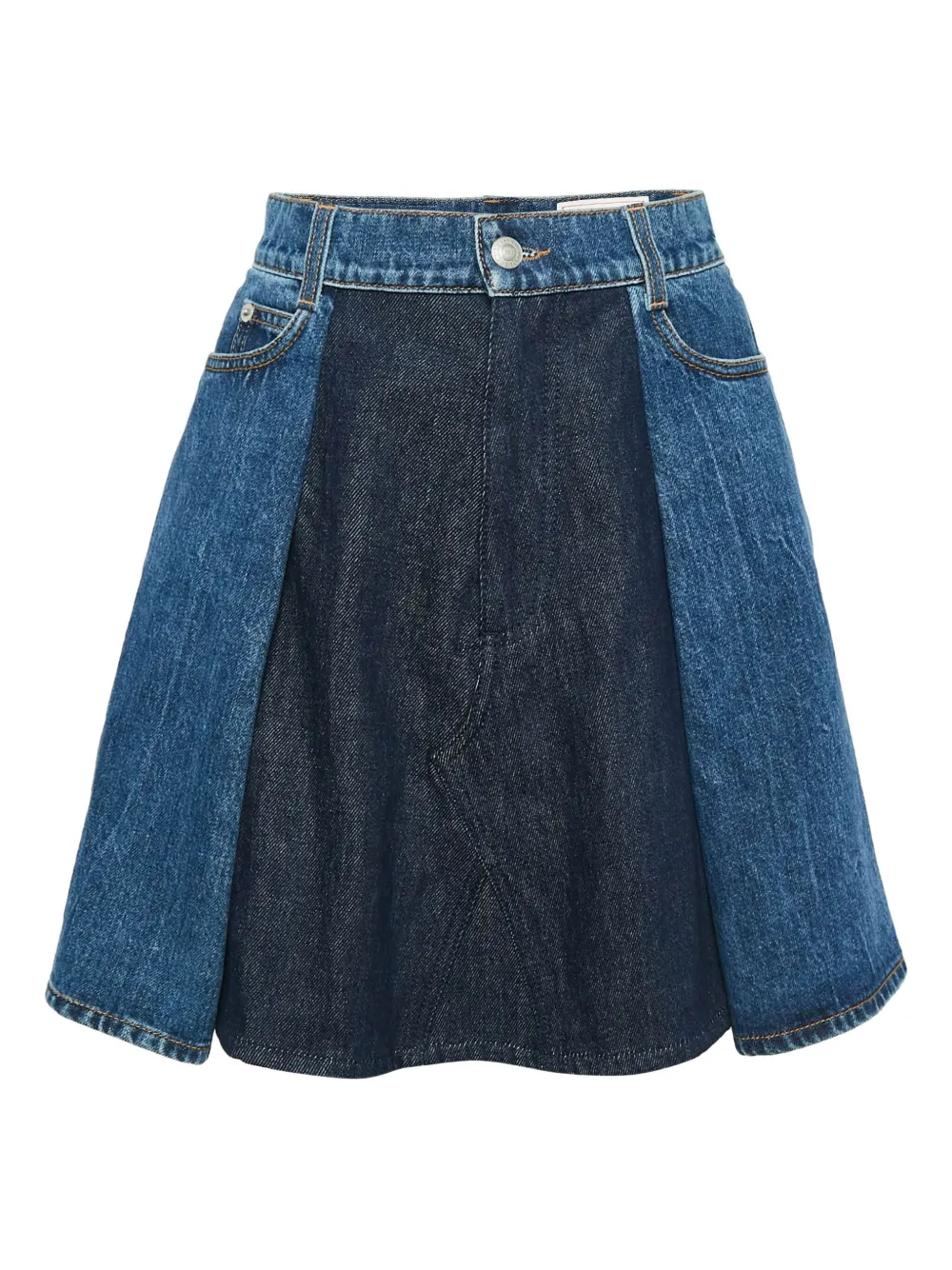 Click to view more detailed imagery on our partner's website Pre-owned Alexander Mcqueen Panelled Denim Skirt In Blue