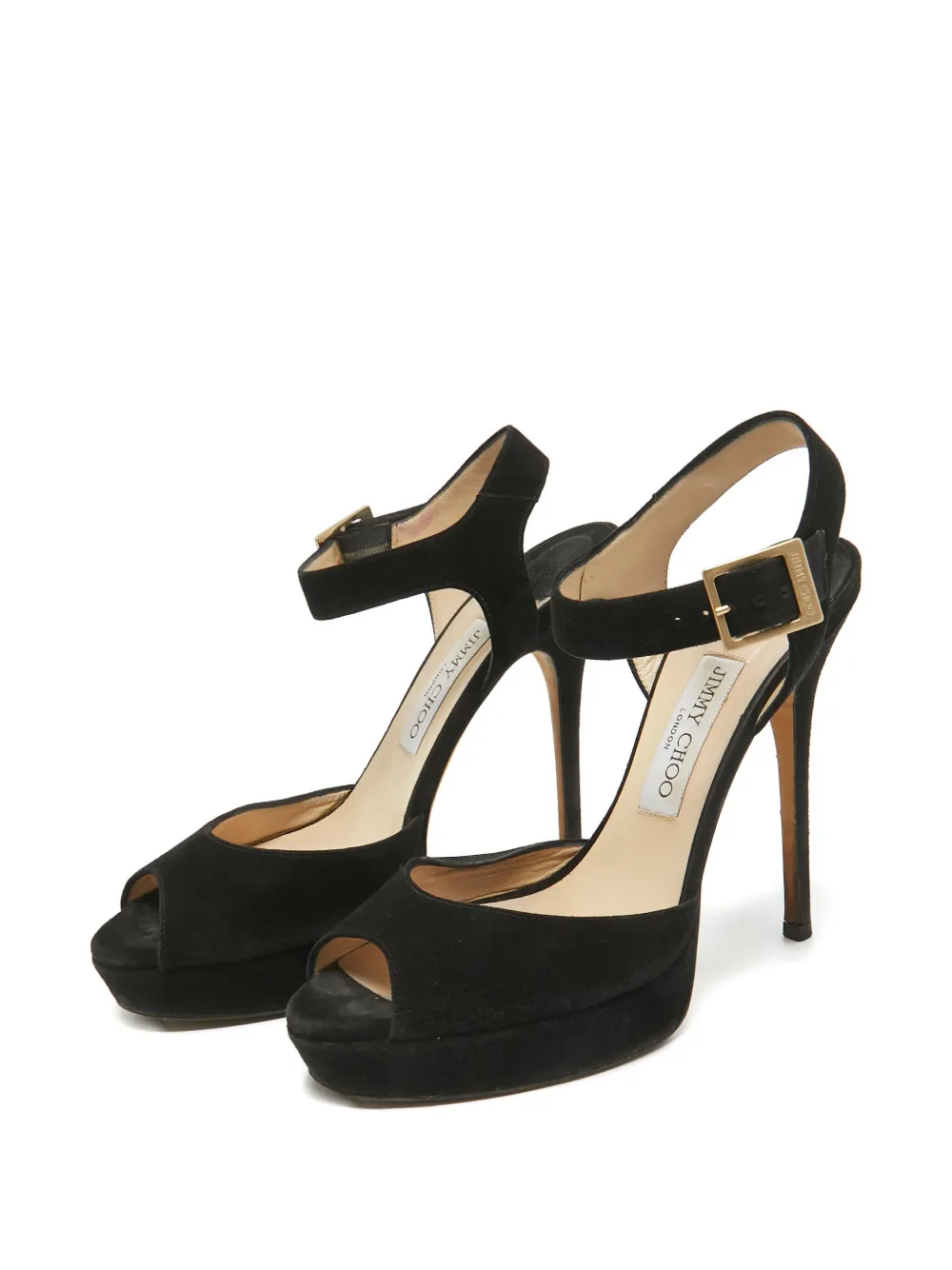 Jimmy Choo Pre-Owned Suède sandalen met hak - Zwart