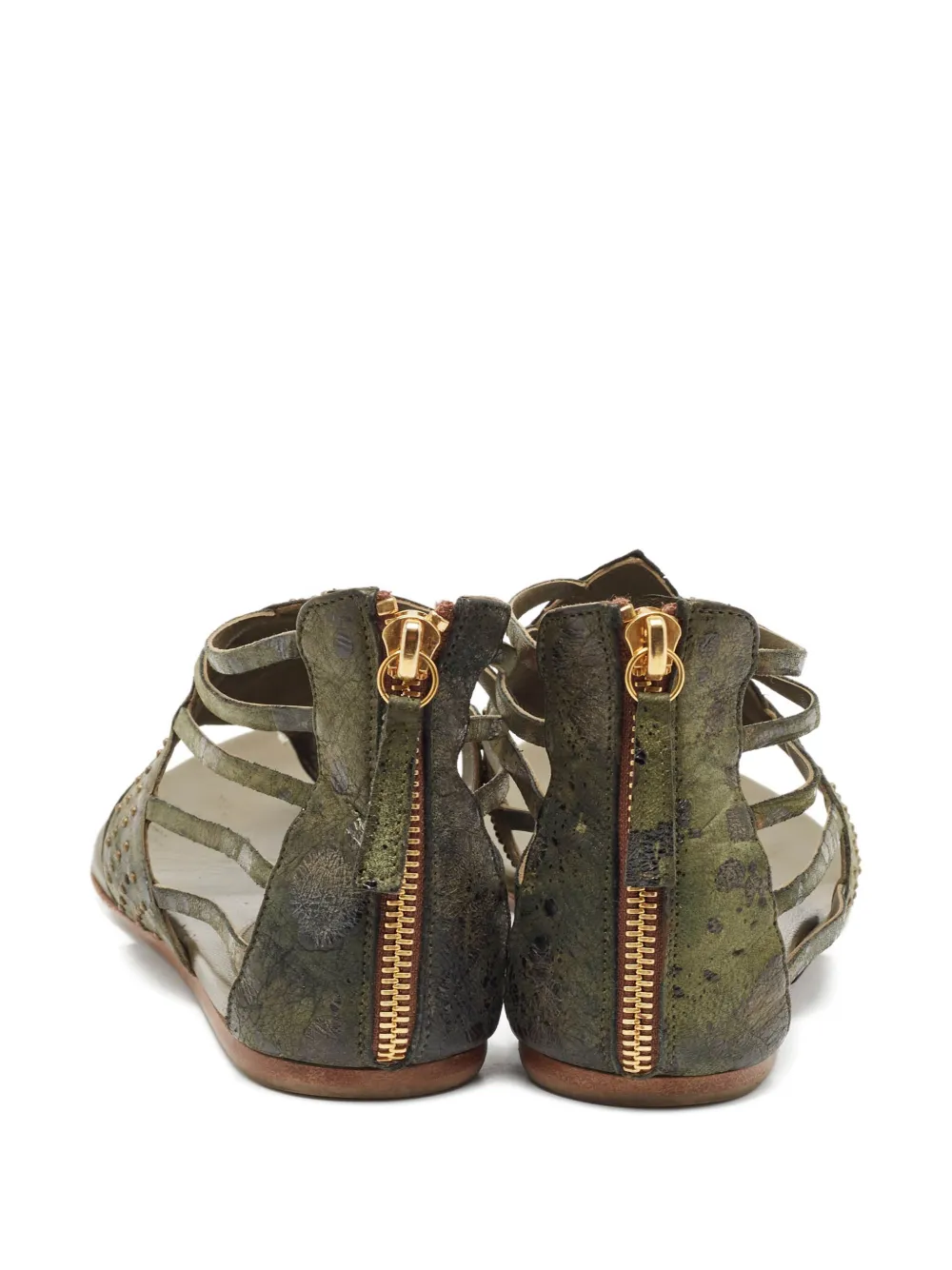 Pre-owned Alexander Mcqueen Stud-embellished Gladiator Sandals In Green