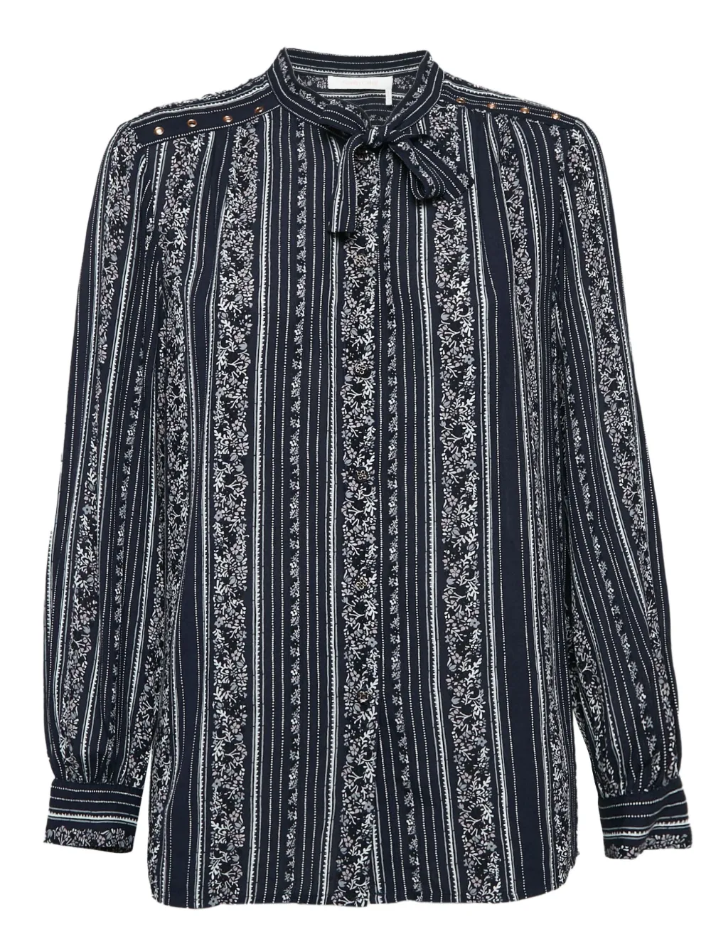See By Chloé Vintage floral striped tie-neck shirt | Blue | Image 1