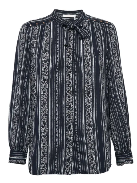 See By Chloé Vintage floral striped tie-neck shirt