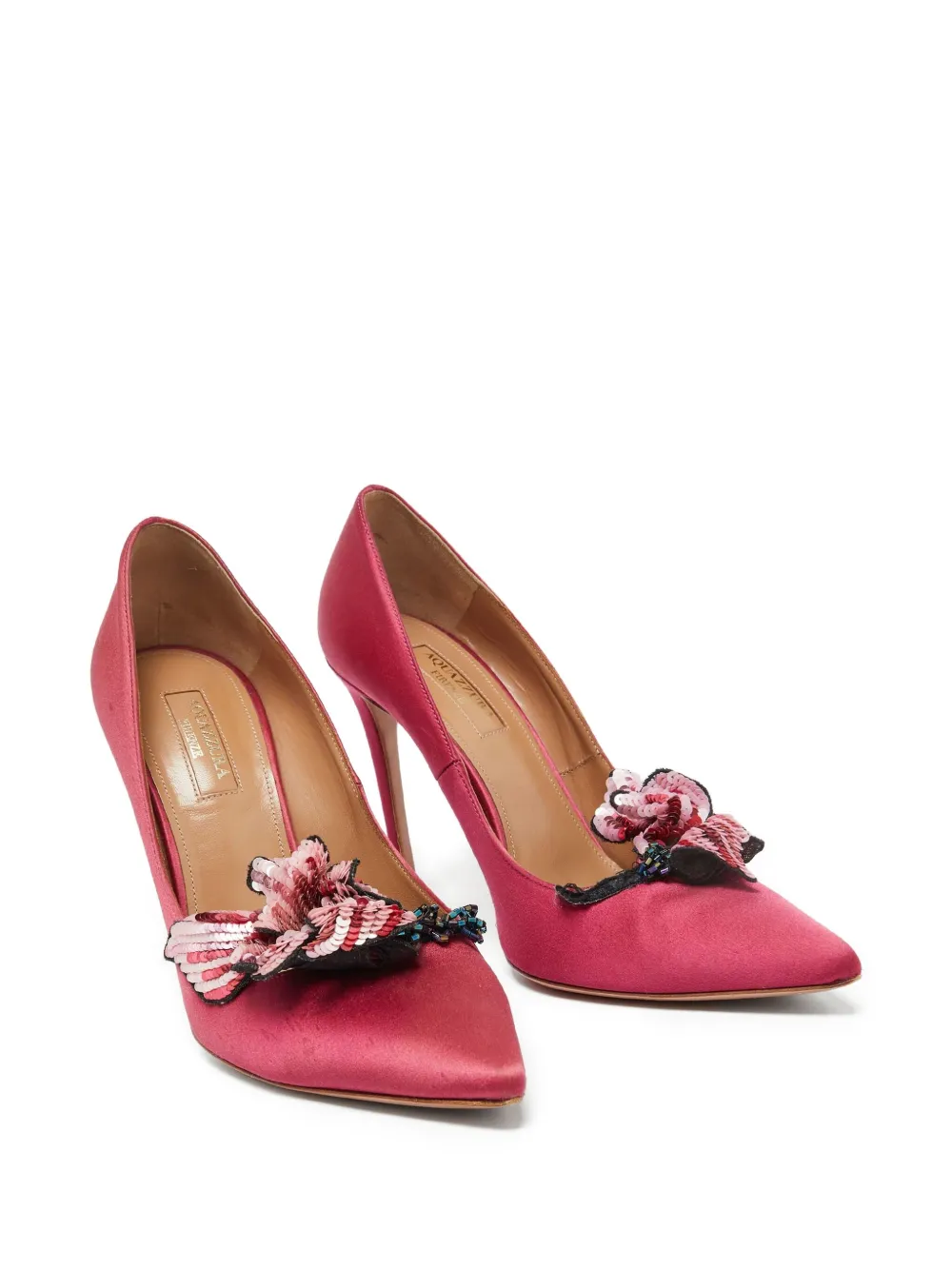 Aquazzura 105 mm pumps met hak en verfraaid met pailletten - Roze