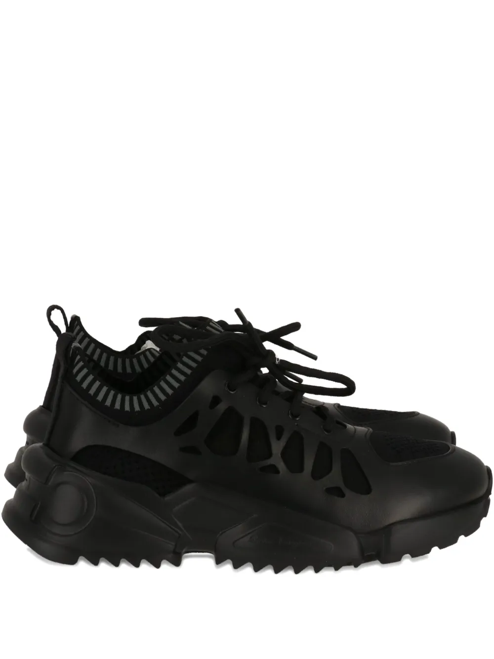 Ferragamo lace-up cut-out detail sneakers Black