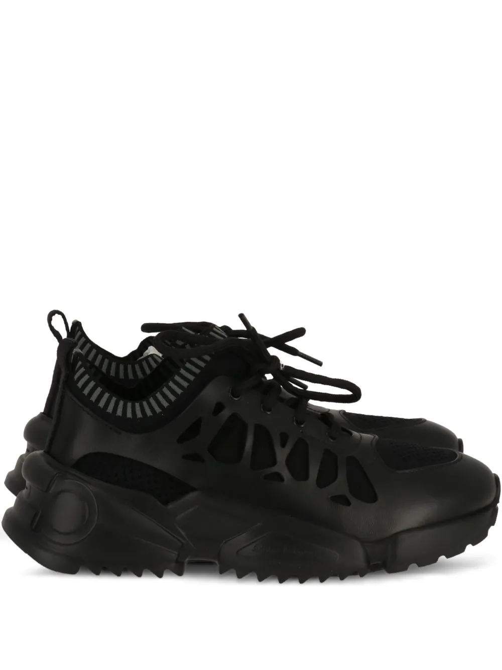 Ferragamo lace-up cut-out detail sneakers Zwart