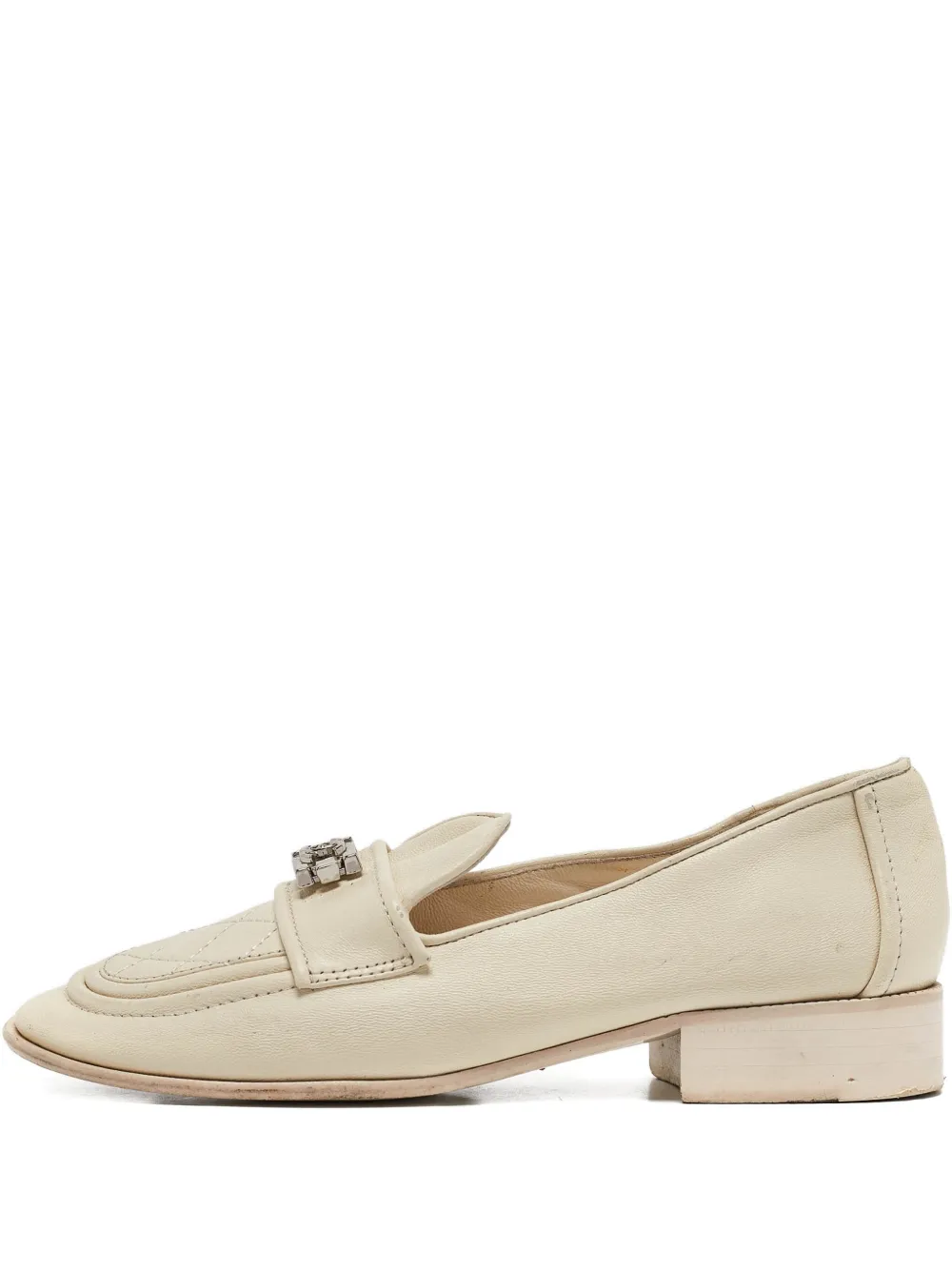 Pre-owned Chanel Boy Push-lock Loafers In Neutral