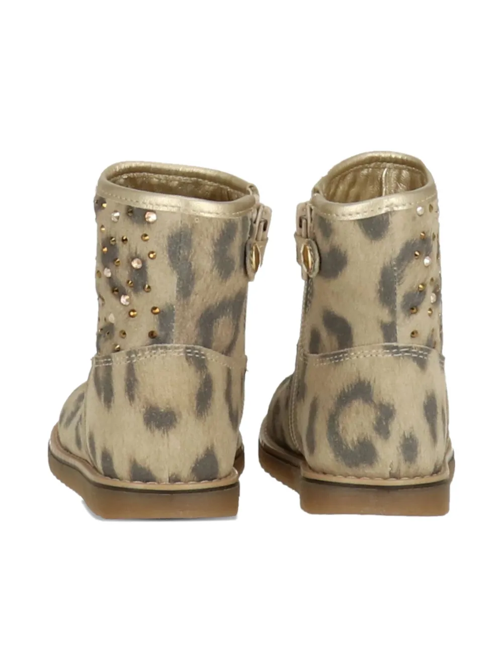 Roberto Cavalli Junior leopard-print crystal-embellished boots Neutrals