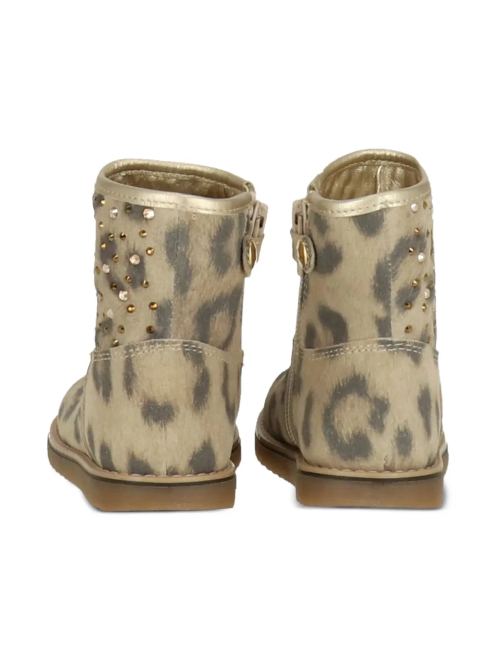 Roberto Cavalli Junior leopard-print crystal-embellished boots Neutrals