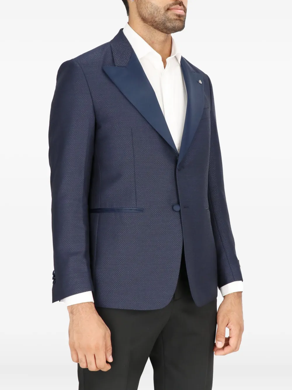 Scotch & Soda Jack met sjaalrevers en textuur Blauw