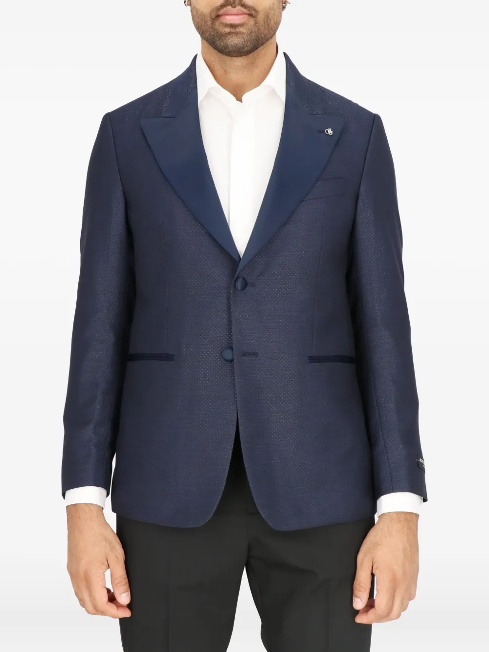 Scotch & Soda textured shawl-lapel jacket - ブルー Scotch & Soda textured shawl-lapel jacket - ブルー