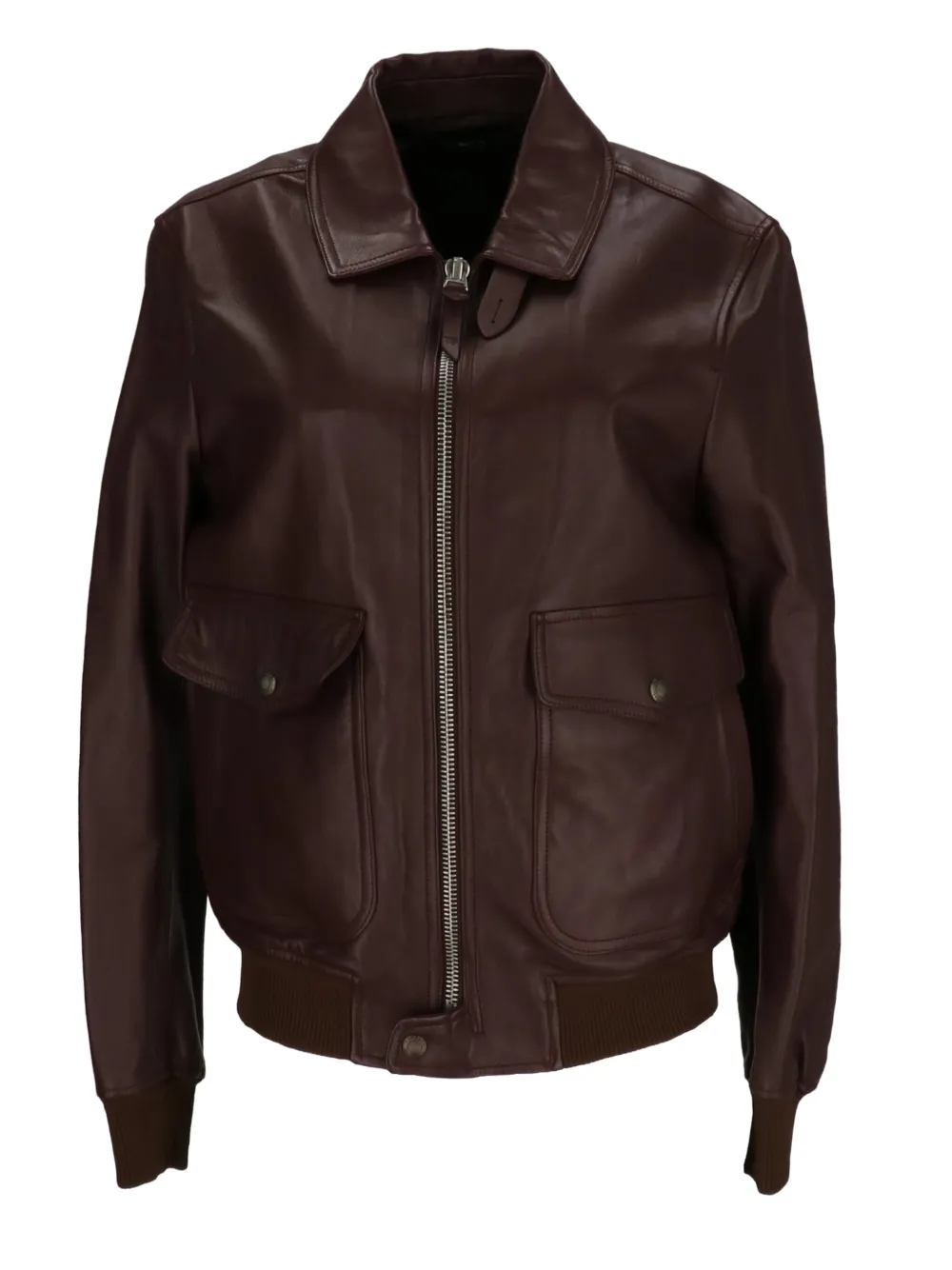 TOM FORD zip-fastening flap-pocket leather jacket Bruin