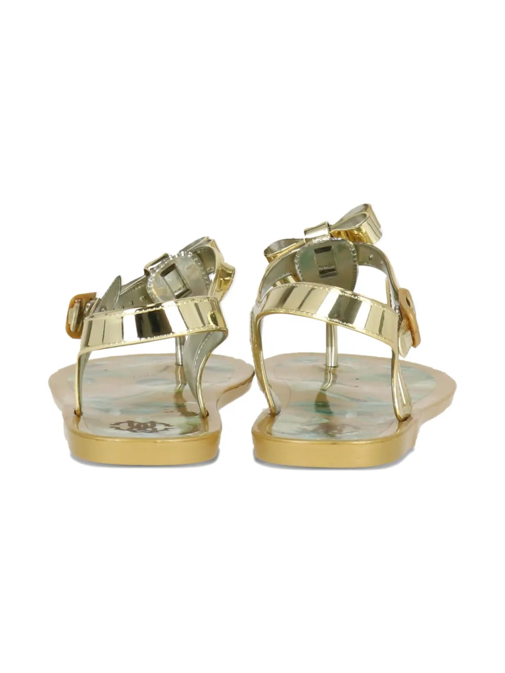 Roberto Cavalli Junior bow T-bar strap sandals Gold
