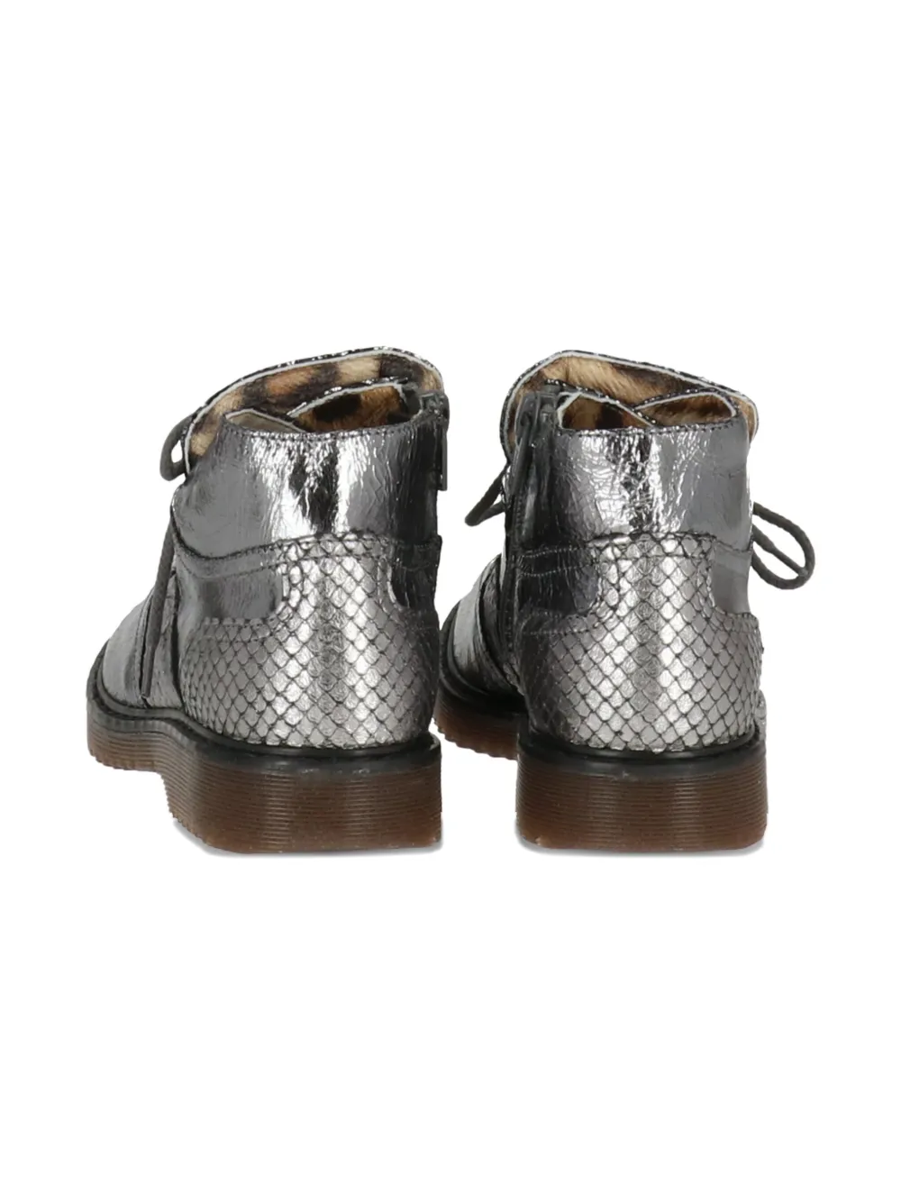 Roberto Cavalli Junior metallic lace-up boots Grey
