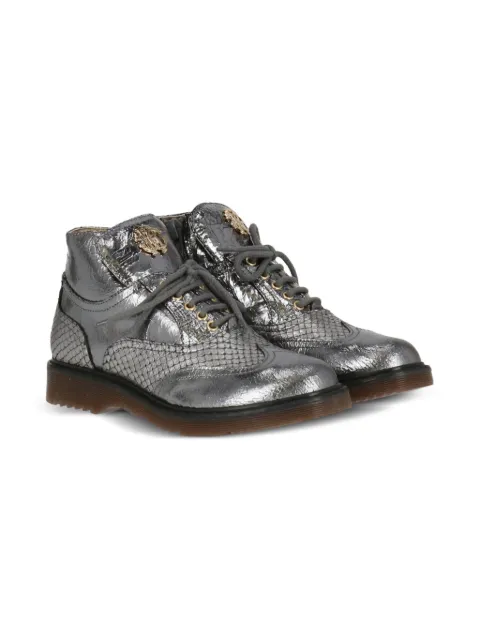 Roberto Cavalli Junior metallic lace-up boots