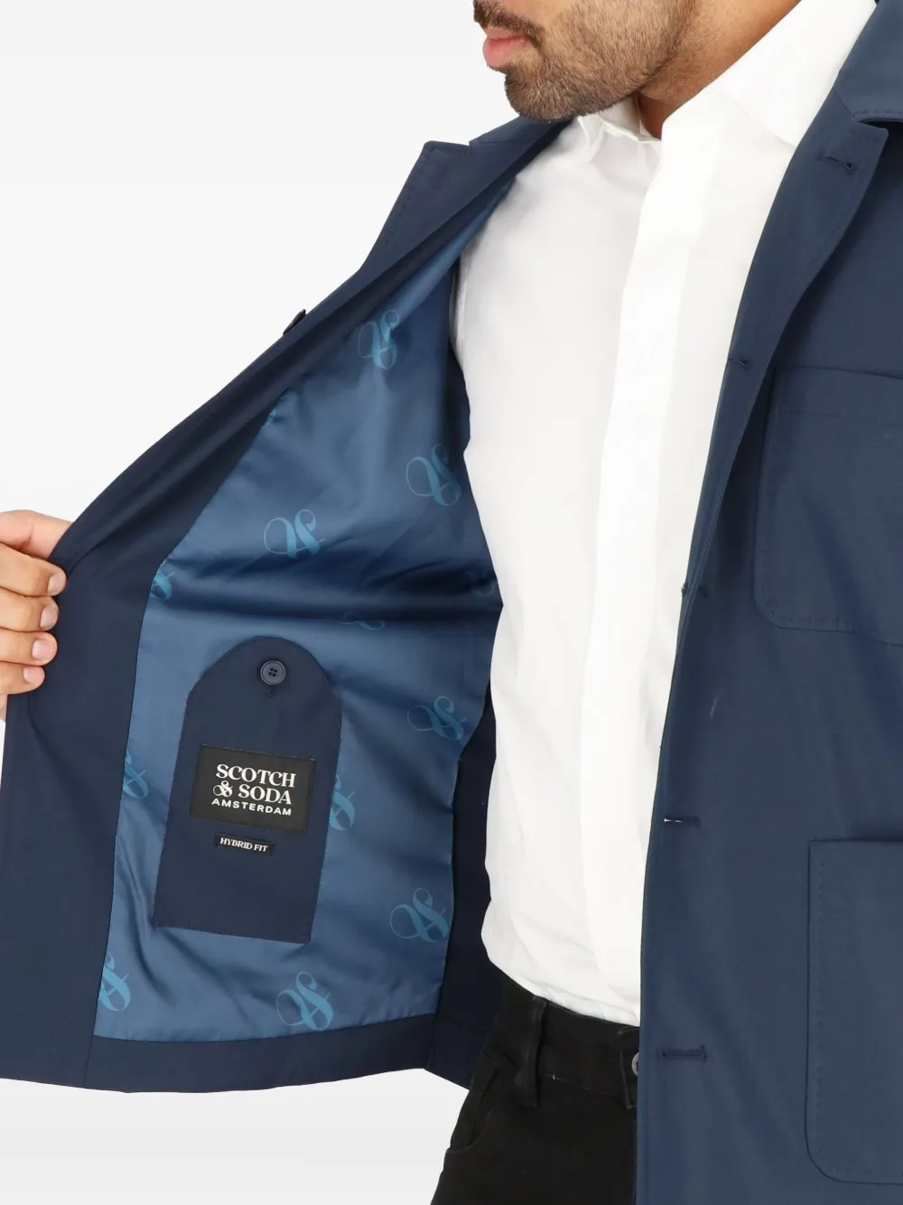 Scotch & Soda Jack met opgestikte zak en knoopsluiting Blauw
