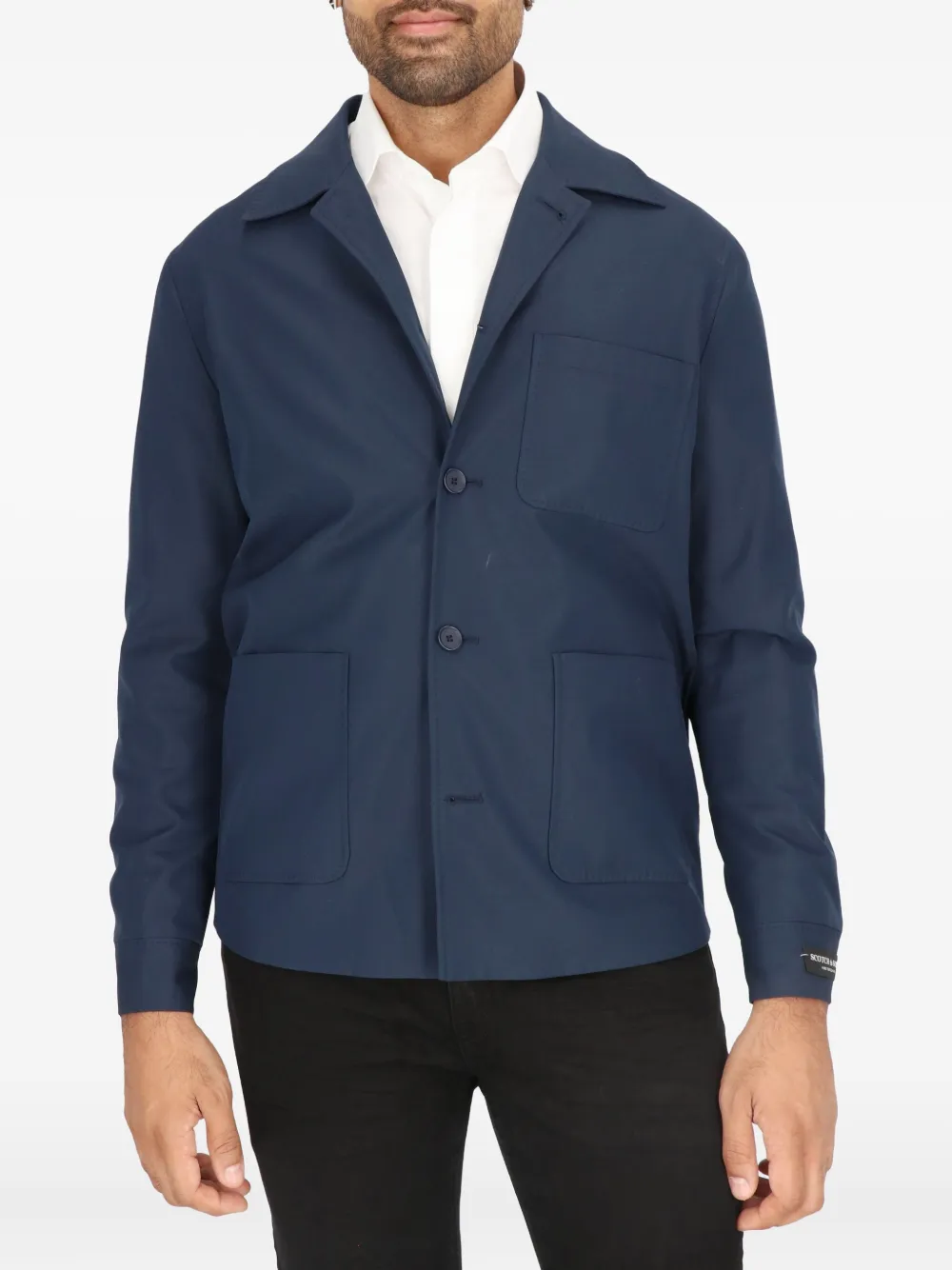 Scotch & Soda Jack met opgestikte zak en knoopsluiting Blauw