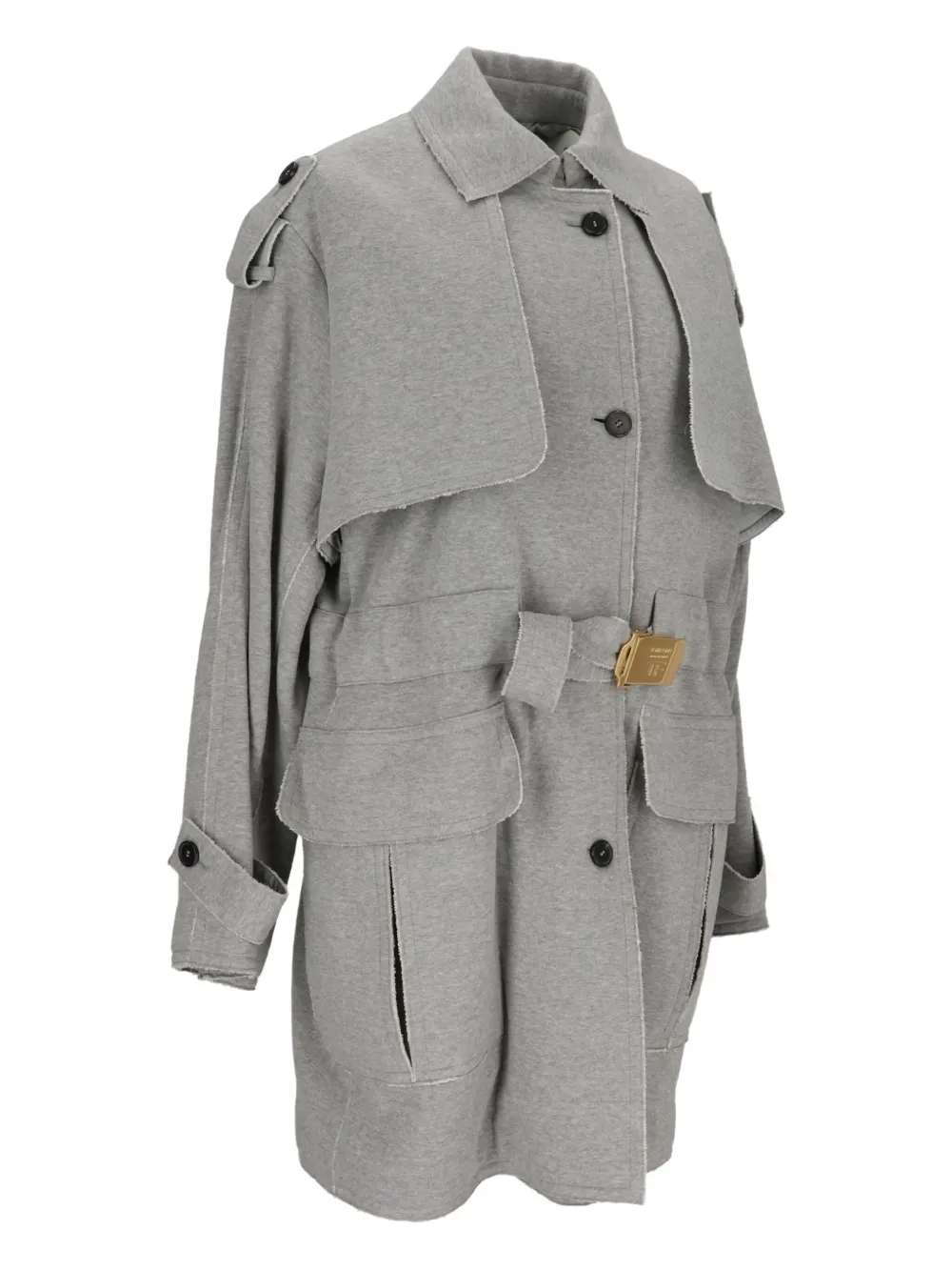 TOM FORD belted button-fastening coat Grijs