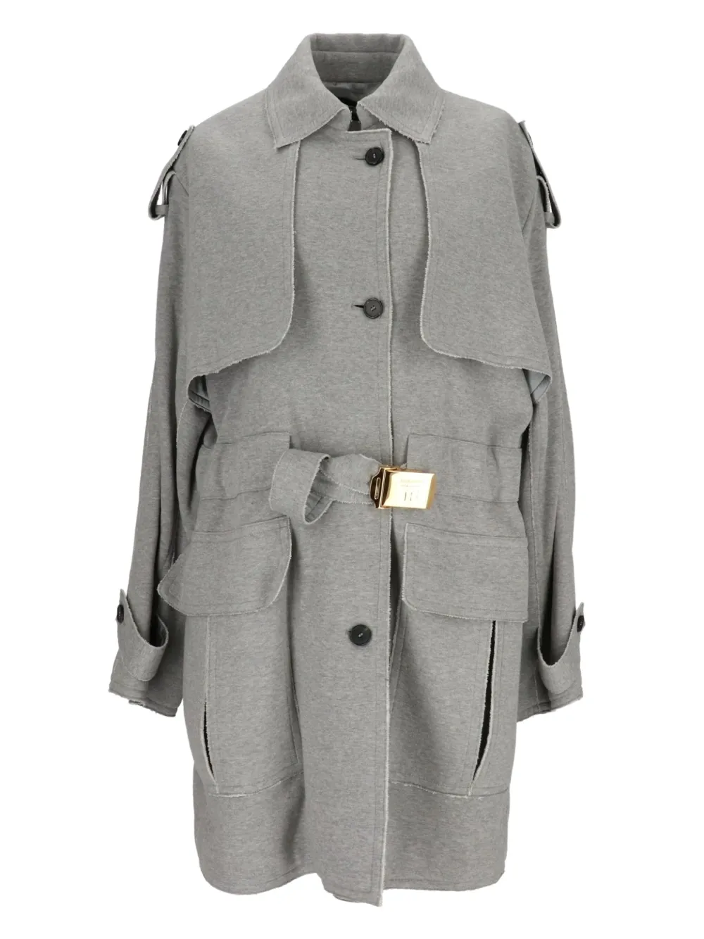 TOM FORD belted button-fastening coat Grijs