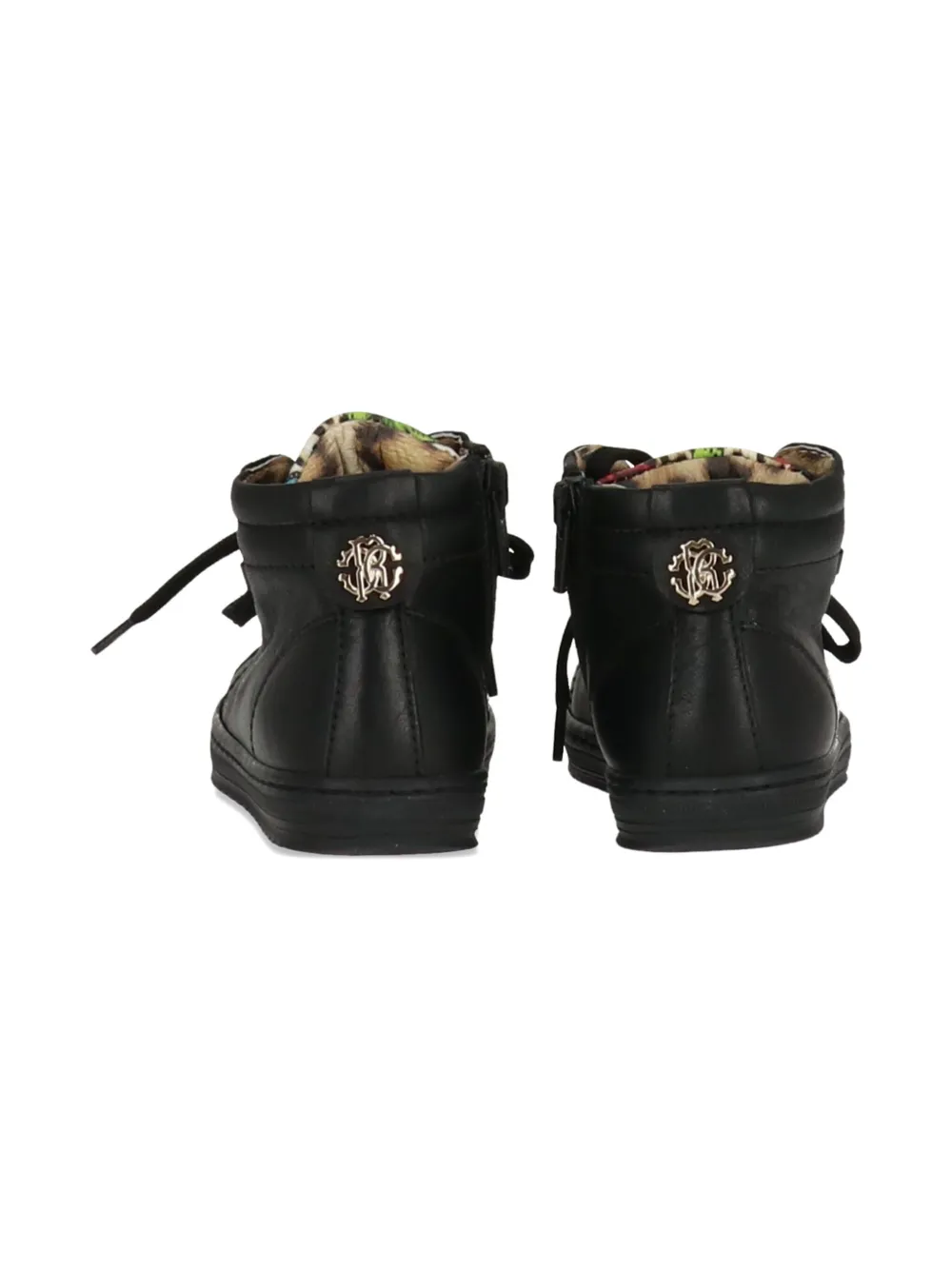 Roberto Cavalli Junior lace-up logo-plaque boots Black