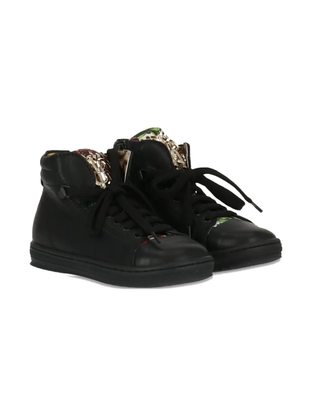 Roberto Cavalli Junior lace-up logo-plaque boots Black