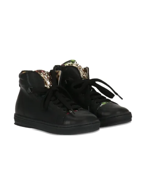 Roberto Cavalli Junior lace-up logo-plaque boots
