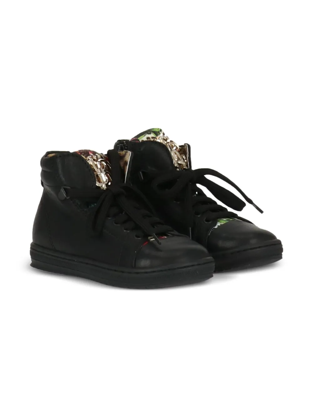 Roberto Cavalli Junior lace-up logo-plaque boots Black