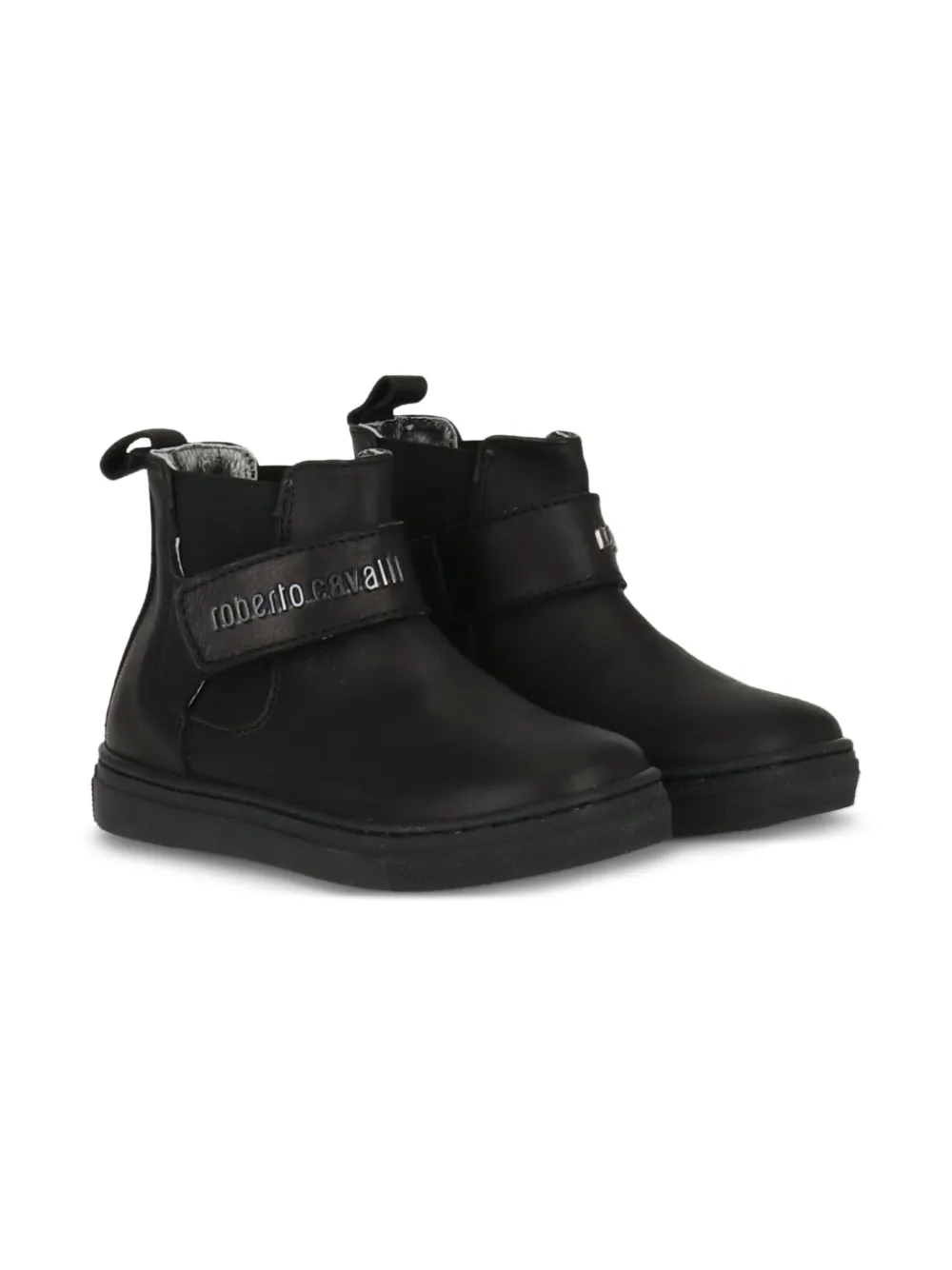 Roberto Cavalli Junior leather Chelsea ankle boots Black