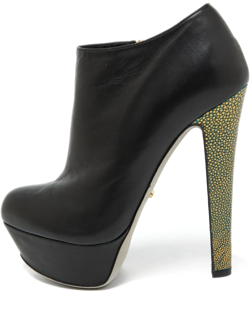 Pre-owned Sergio Rossi Vintage 135mm Platform Ankle Boots In Black