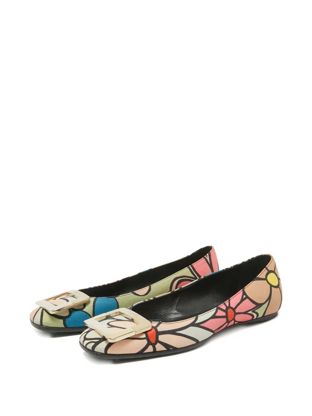 Roger Vivier Vintage Pre-owned ballerina's met bloemenprint en gesp - Beige