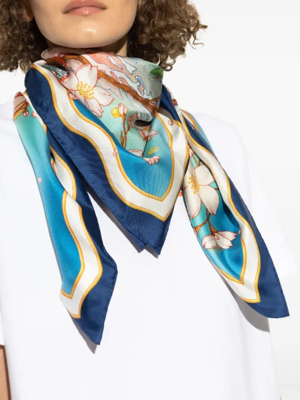 【casablanca】スカーフ Casablanca フローラル シルクスカーフ | ブルー | FARFETCH JP