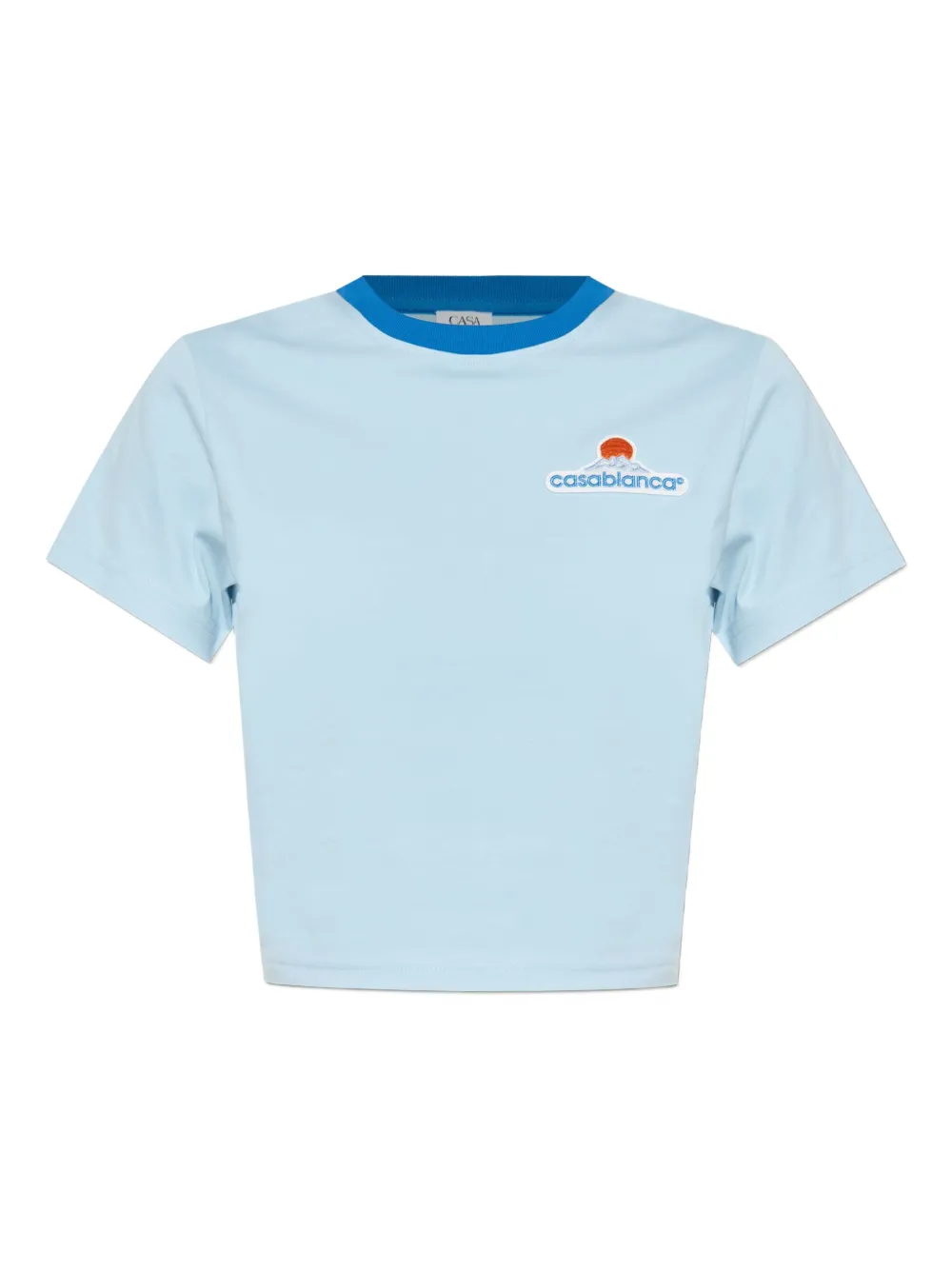 Casablanca Cropped T-shirt met contrasterende kraag Blauw