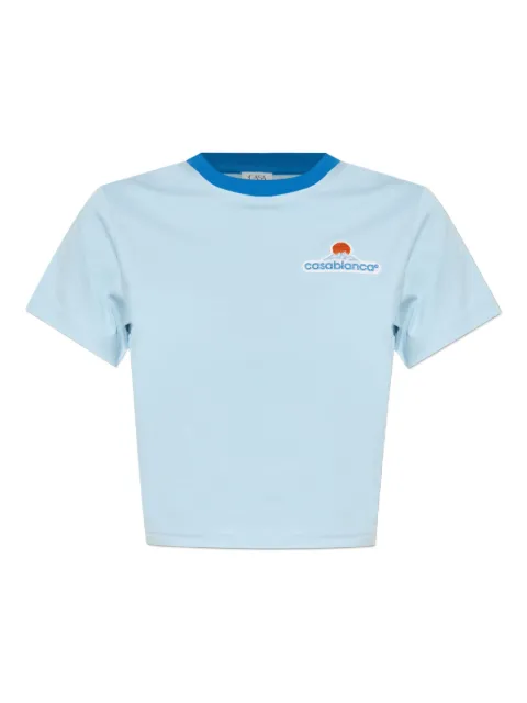 Casablanca Montagne contrasting-trim cropped T-shirt