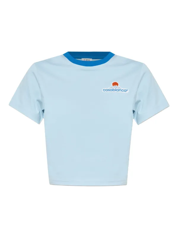 【関税込み】Casablanca ブルー Montagne クロップド Tシャツ Casablanca: ブルー Montagne クロップド Tシャツ | SSENSE 日本