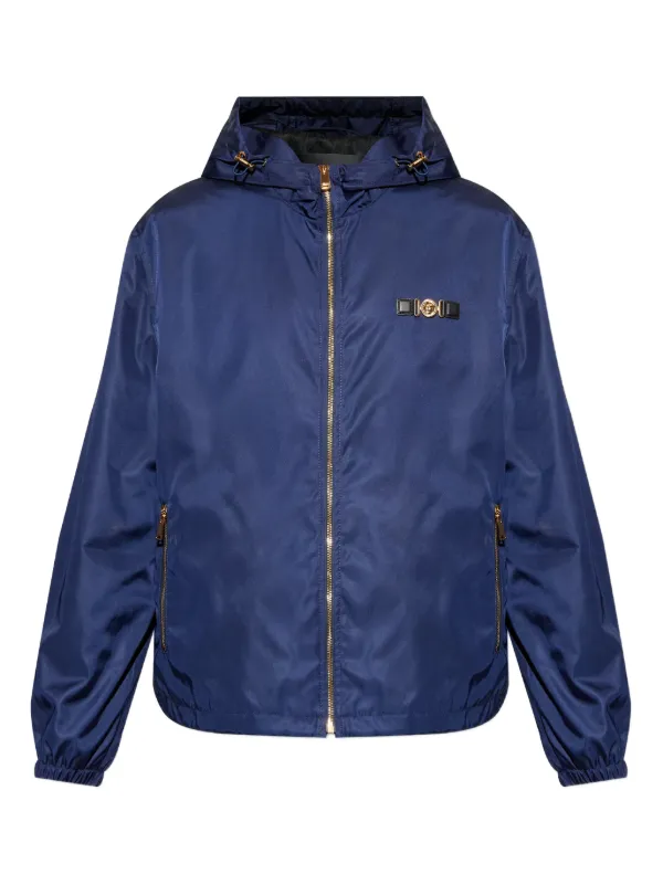 Versace Hooded zip-up Bomber Jacket Blue FARFETCH JO