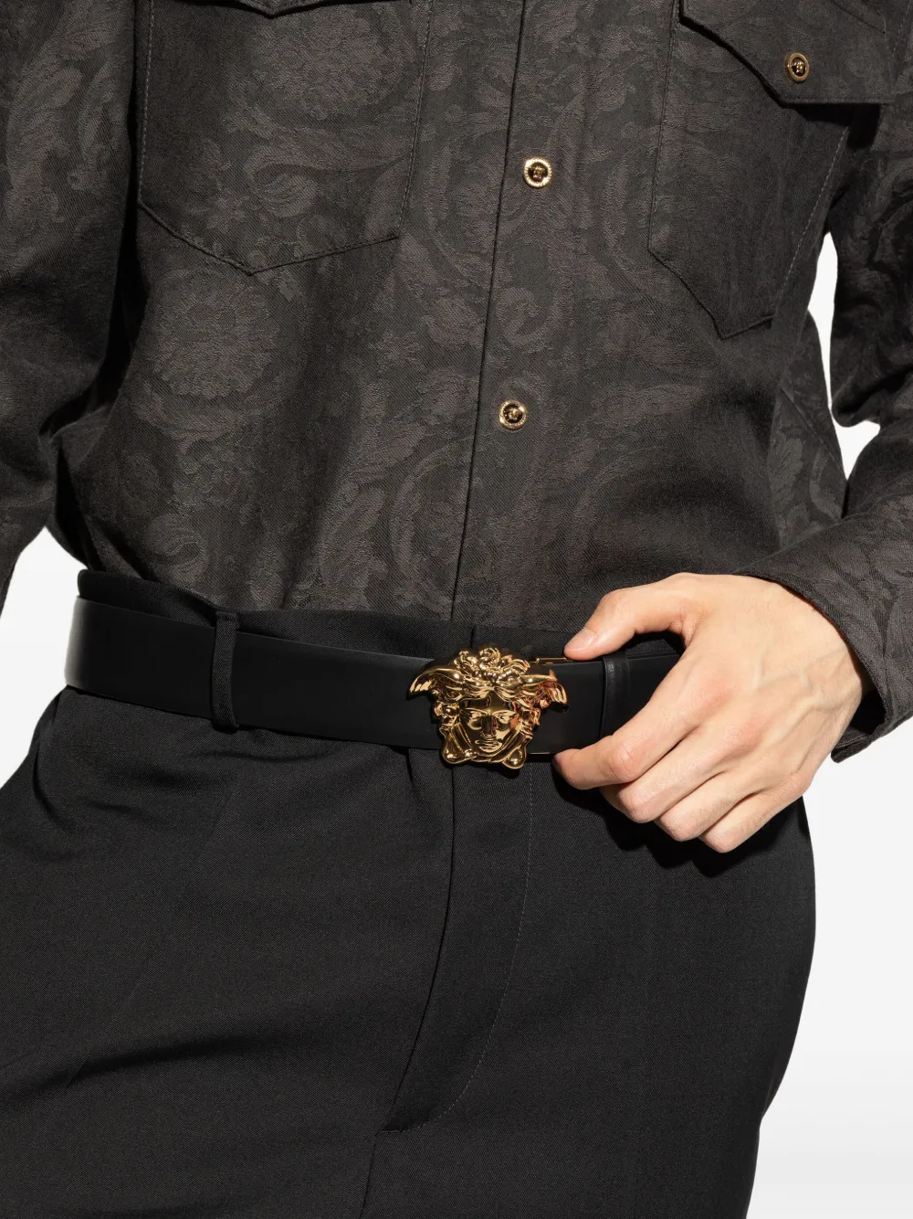 Versace Riem met Medusa gesp Zwart