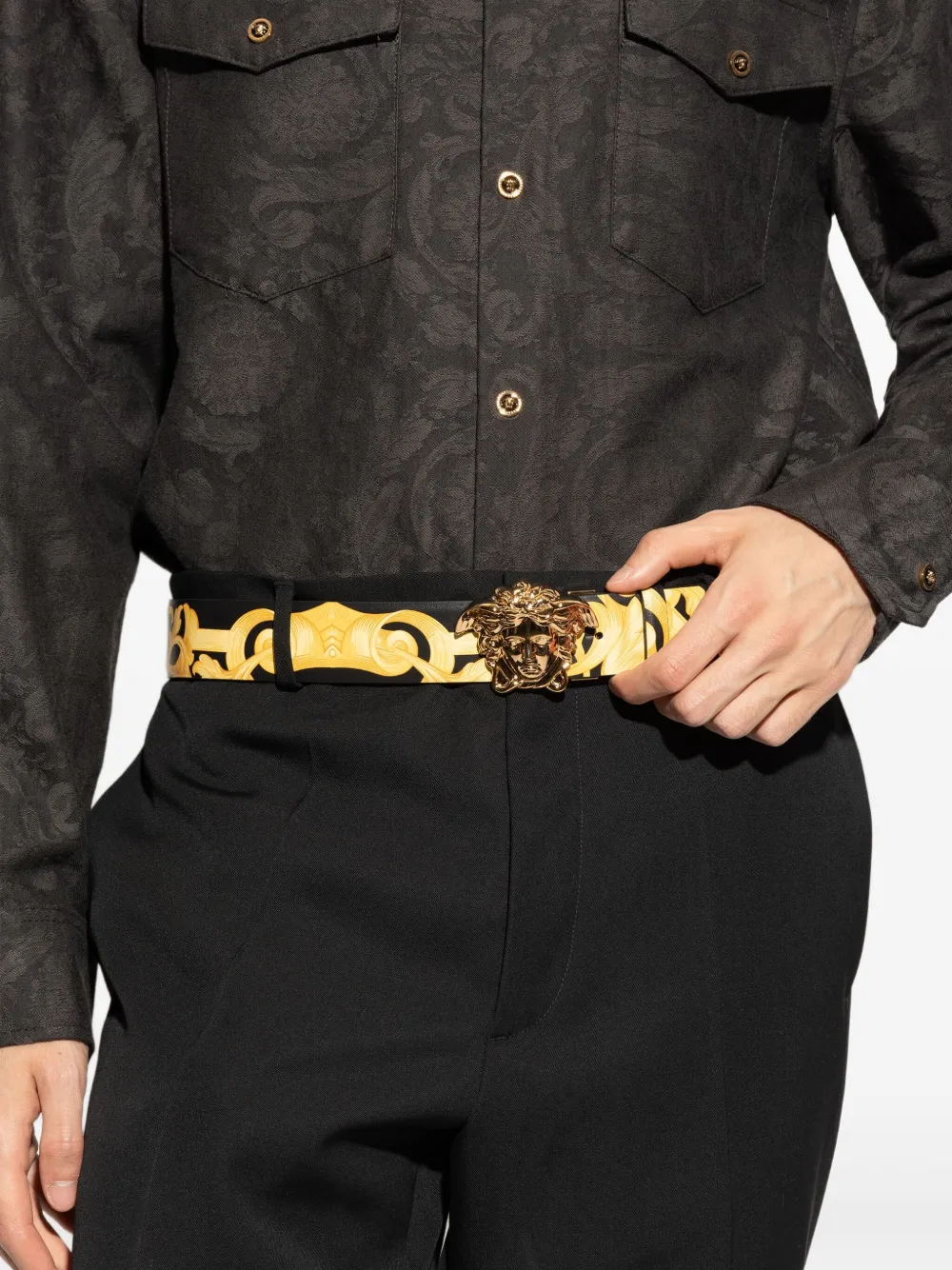 Versace Riem met Medusa gesp Zwart