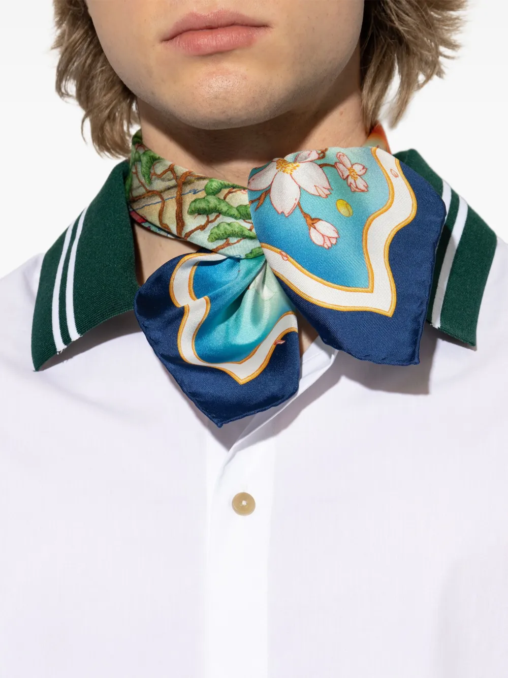 Casablanca フローラル シルクスカーフ | ブルー | FARFETCH JP