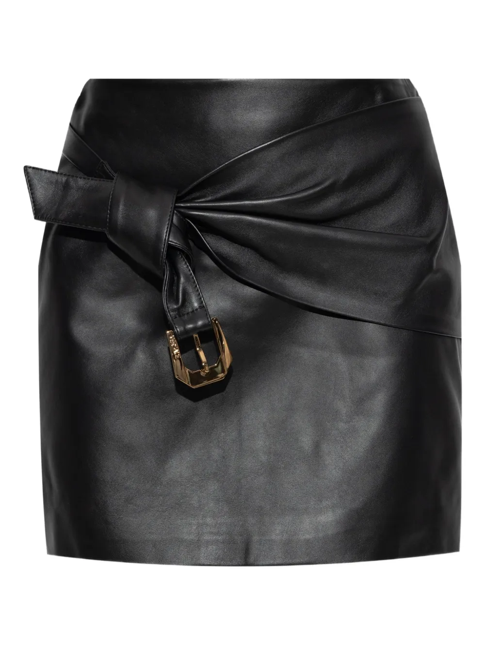 Versace Leren mini-rok met gespdetail Zwart