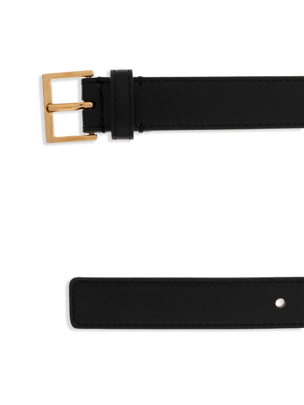 Versace Leren riem met goudkleurig logoplakkaat - Zwart
