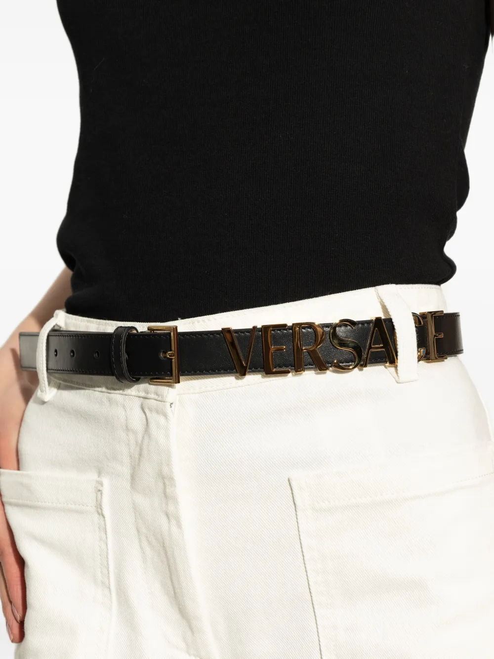 Versace Leren riem Zwart