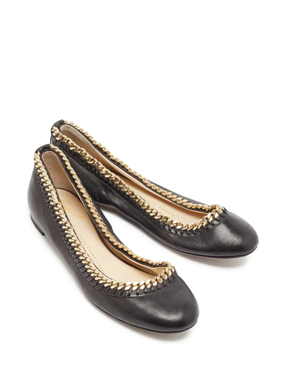Giuseppe Zanotti Vintage Ballerina's met kettingdetail - Zwart