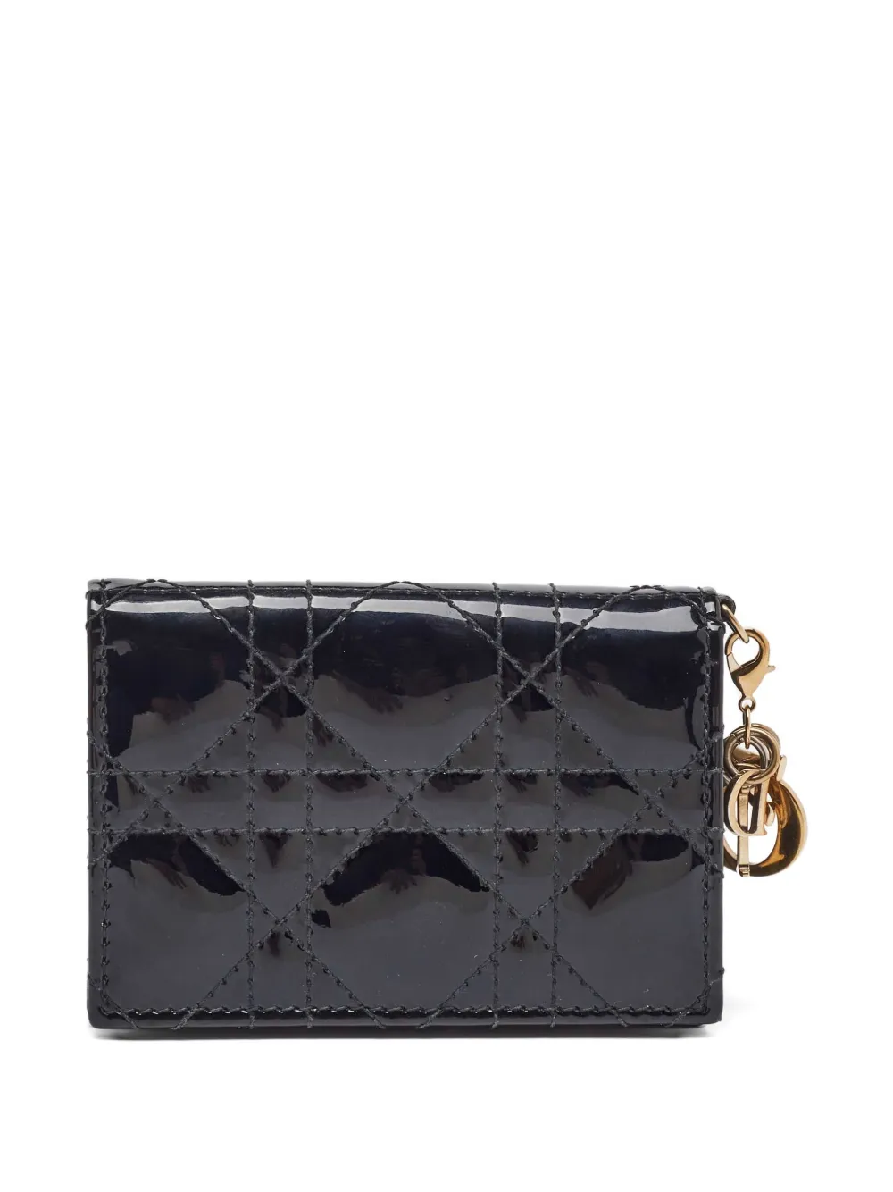 Pre-owned Dior Patent Leather Cannage Quilted Card Case