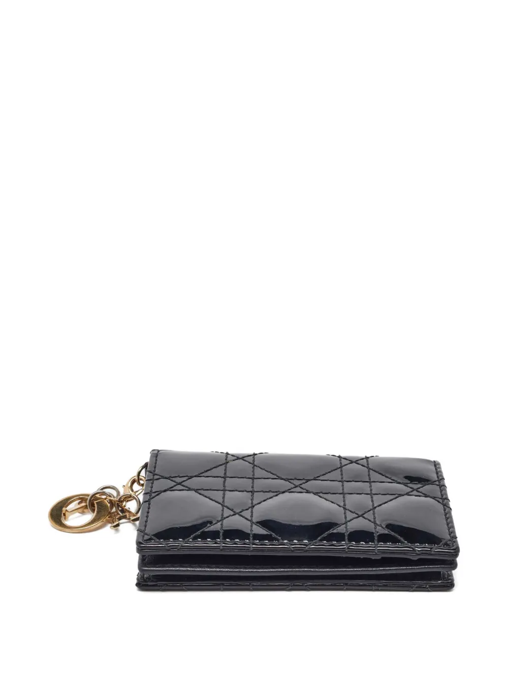 Pre-owned Dior Patent Leather Cannage Quilted Card Case