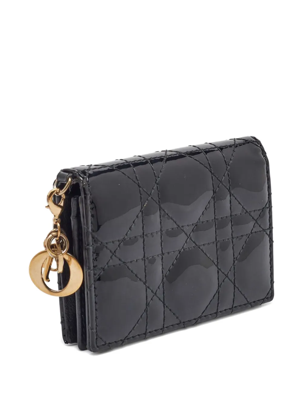 Pre-owned Dior Patent Leather Cannage Quilted Card Case