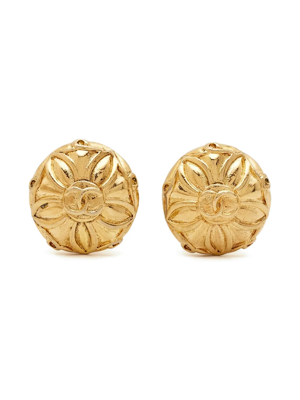 CHANEL Pre-Owned flower CC medallion earrings - Oro
