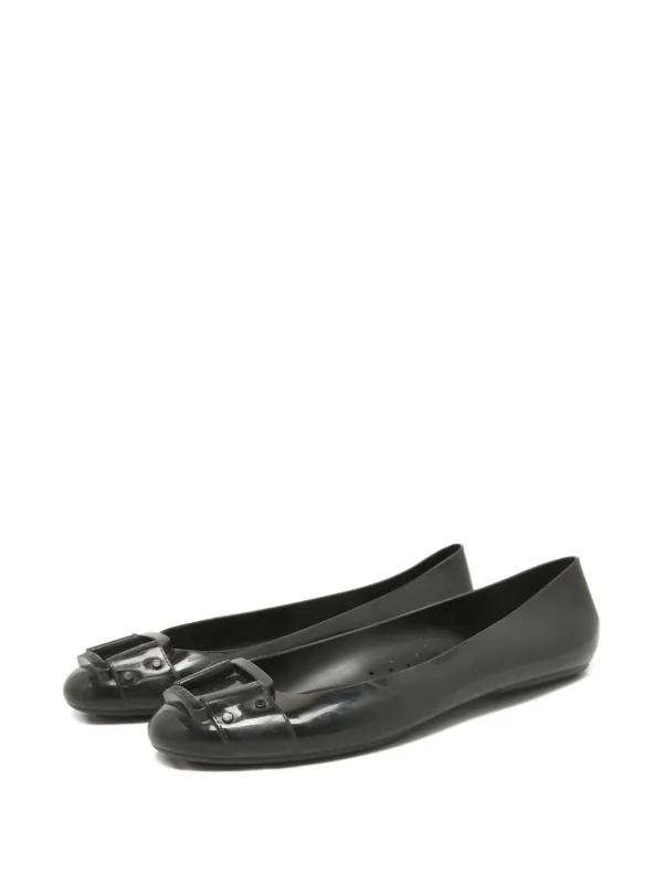 Jimmy Choo Pre-Owned 2024 バックル フラットシューズ | ブラック