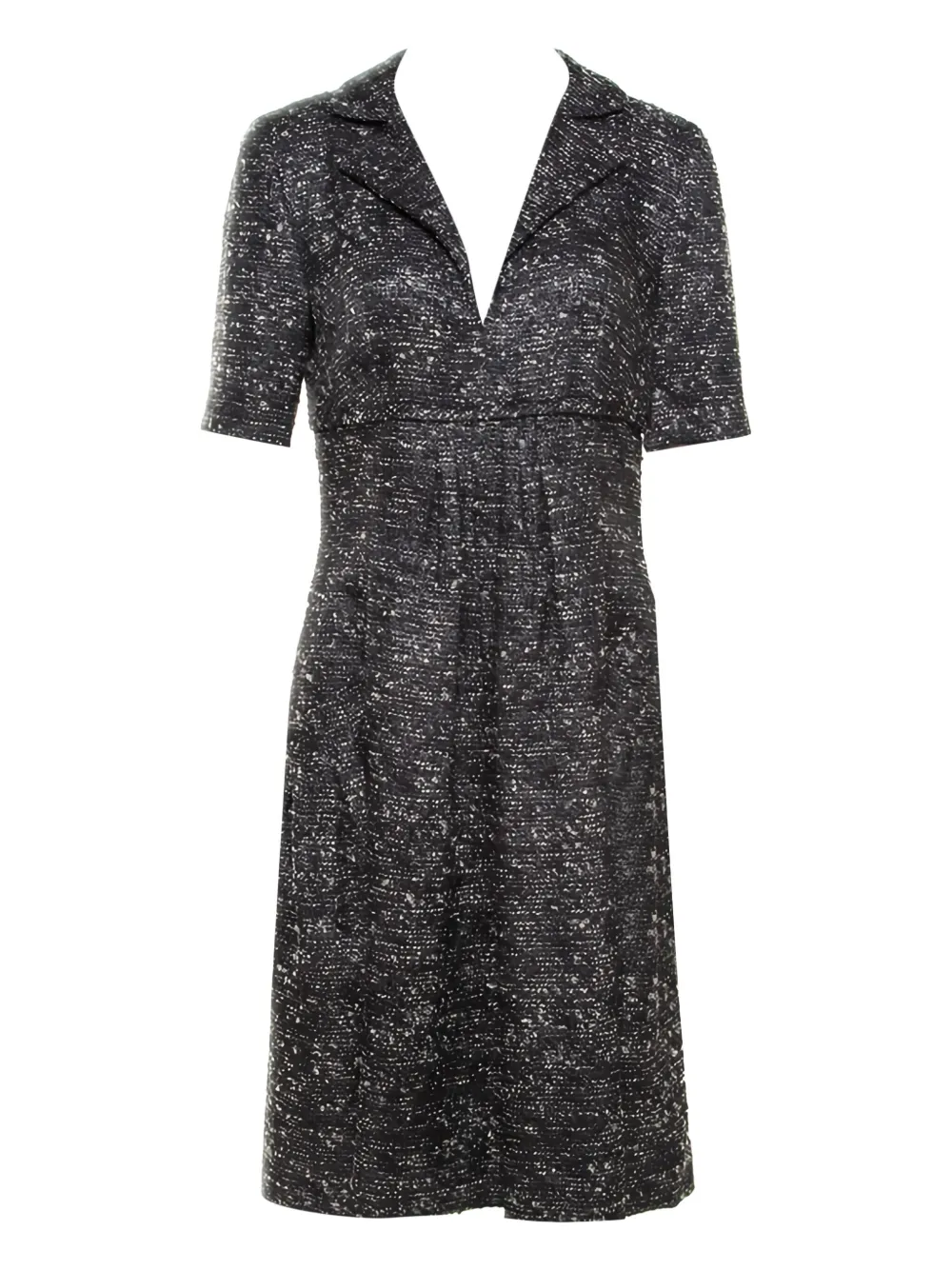 Pre-owned Oscar De La Renta Tweed Midi Dress In Gray