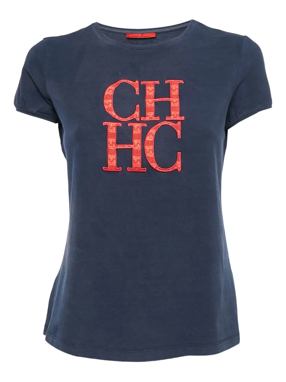 Carolina Herrera Vintage logo-embroidered T-shirt | Blue | Image 1