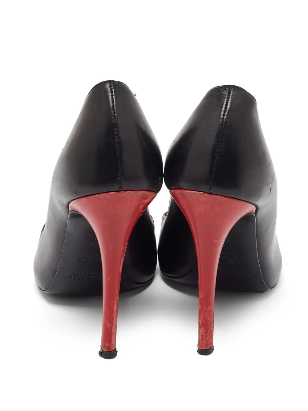 Ralph Lauren Vintage Leren pumps met open neus - Zwart