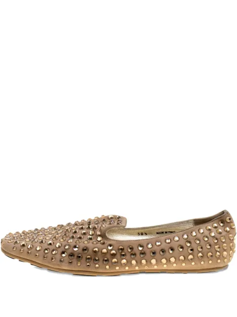 Jimmy Choo Pre-Owned 크리스털 장식 스웨이드 슬립온