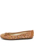 Jimmy Choo Pre-Owned crystal-embellished ballet flats - Brown